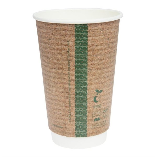 Koffiebekers | Dubbelwandig | Composteerbaar PLA/Papier | 455ml | 400 Stuks | Ø89x135mm