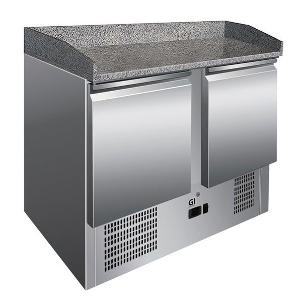 Pizzawerkbank | 302L | 2 Deuren (1/1 GN) | +2°C/+8°C | Geforceerd | Wielen | 1045x700x1050(h)mm