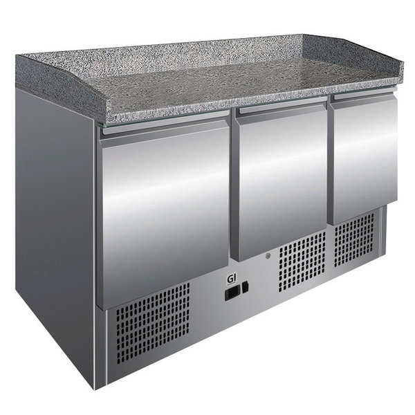 Pizzawerkbank | 400L | 3 Deuren (1/1 GN) | +2°C/+8°C | Geforceerd | 0.24kW | Wielen | 1365x700x1050(h)mm
