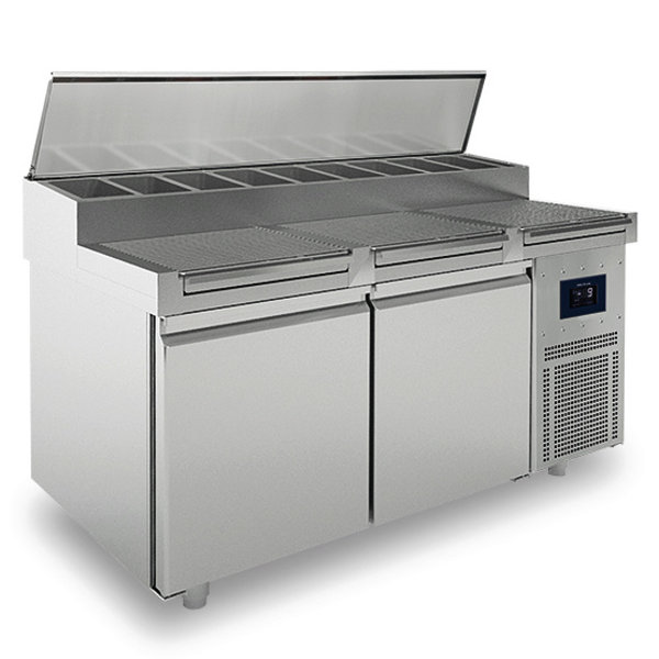 Pizzawerkbank | 550L | 2 Deuren (EN600x400) | Boven 9x 1/3 GN | -2°C/+8°C | Geventileerd | 0.3kW | Touchscreen + WiFi | 1880x950x1095(h)mm