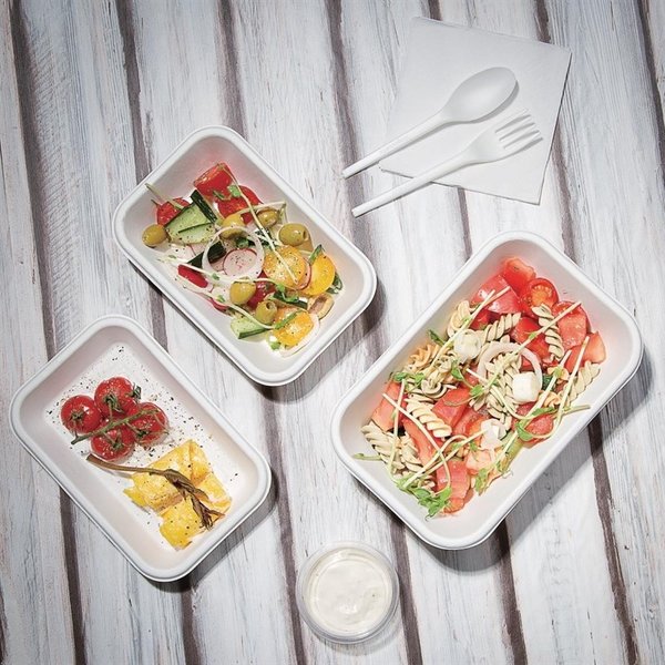 Voedselbakjes | Composteerbaar Bagasse | 50 Stuks | 455ml | 180x120x35mm