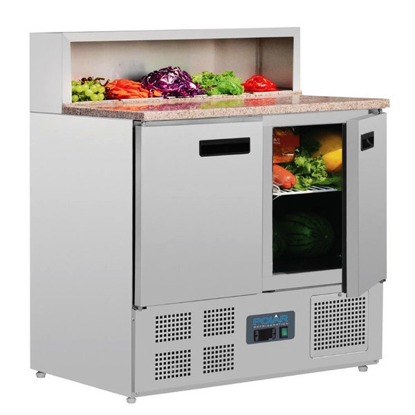Pizzawerkbank | 288L | 2 Deuren (1/1 GN) | Boven 5x 1/6 GN | +2°C/+8°C | Geventileerd | 0.23kW | 900x700x1100(h)mm
