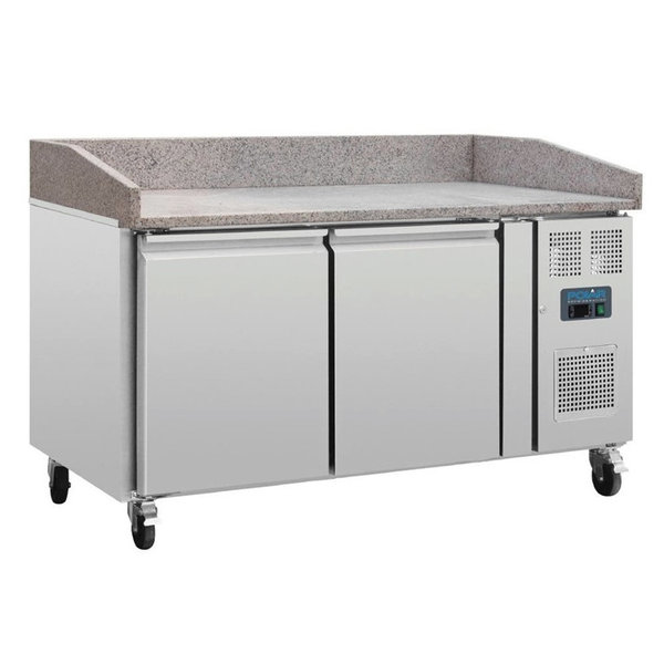 Pizzawerkbank | 428L | 2 Deuren (EN600x400) | +2°C/+8°C | Geforceerd | 0.3kW | Wielen (Geremd) | 1510x800x1000(h)mm