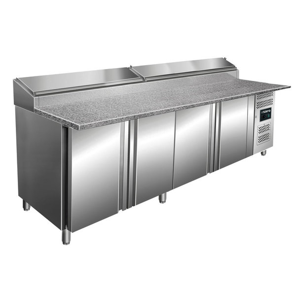 Pizzawerkbank | 943L | 4 Deuren (EN600x400) | Boven 12x 1/3 GN | +2°C/+8°C | Geforceerd | 0.35kW | 2505x850x890/1080(h)mm