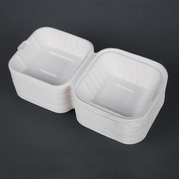 Hamburgerdoosjes | Composteerbaar Bagasse | 500 stuks | 152x149x81mm