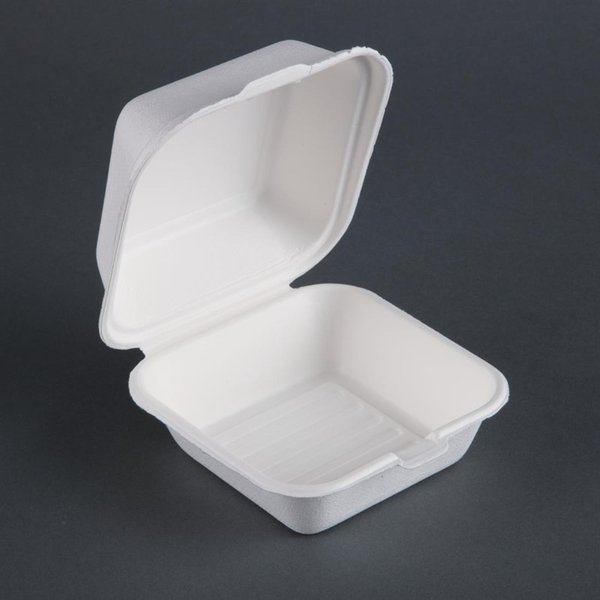 Hamburgerdoosjes | Composteerbaar Bagasse | 500 stuks | 153x150x84mm