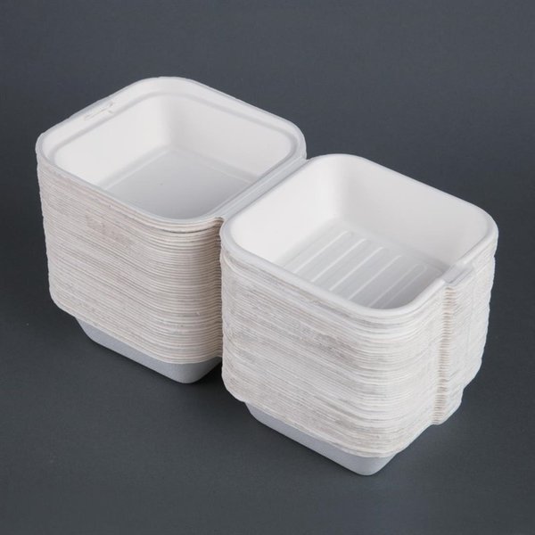 Hamburgerdoosjes | Composteerbaar Bagasse | 500 stuks | 153x150x84mm