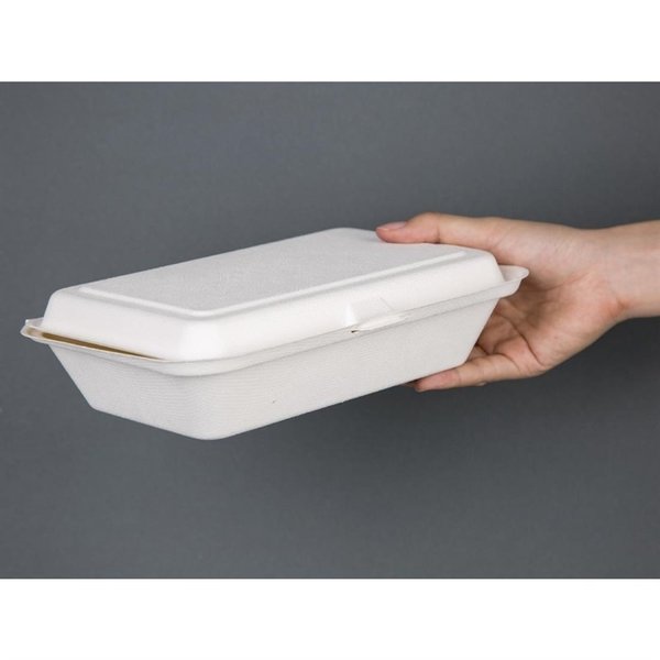 Maaltijddozen | Composteerbaar Bagasse | 250 stuks | 248x161x64mm