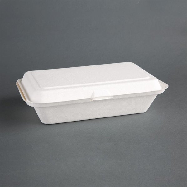 Maaltijddozen | Composteerbaar Bagasse | 250 stuks | 248x161x64mm