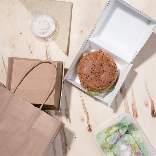 Hamburgerdoosjes | Composteerbaar Karton | 200 stuks | 105x105x85mm