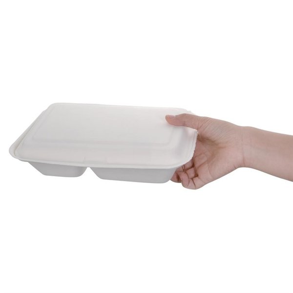 Maaltijddozen | 2 Compartimenten | Composteerbaar Bagasse | 200 stuks | 253x165x65mm