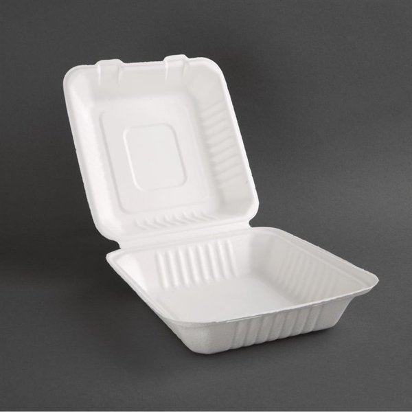 Maaltijddozen | Composteerbaar Bagasse | 200 stuks | 223x201x80mm