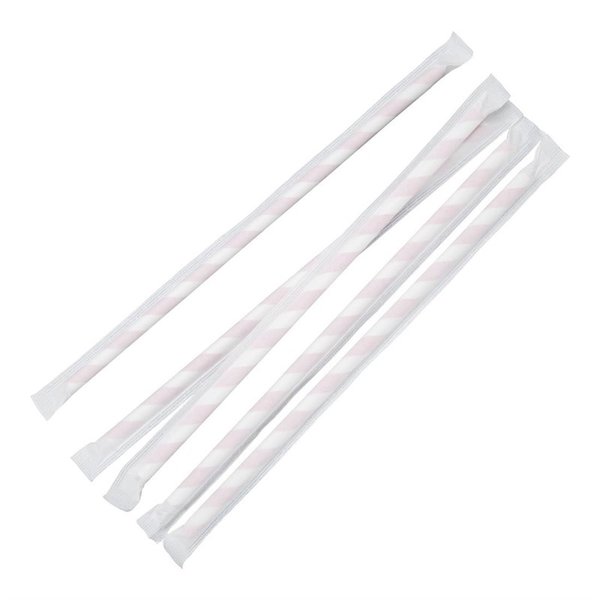 Rietjes | Individueel Verpakt | Rood | Composteerbaar Papier | 250 Stuks | Ø6x210mm