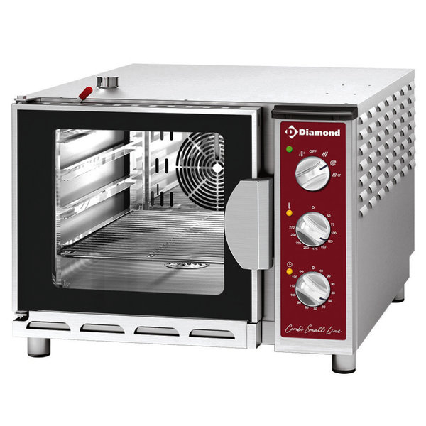 Hetelucht-/Stoomoven | CombiSmall | 4 Niveaus (GN) | Elektrisch | 50°C/270°C | 4kW (400V) | Bevochtiging (Automatisch) | 600x690x480(h)mm