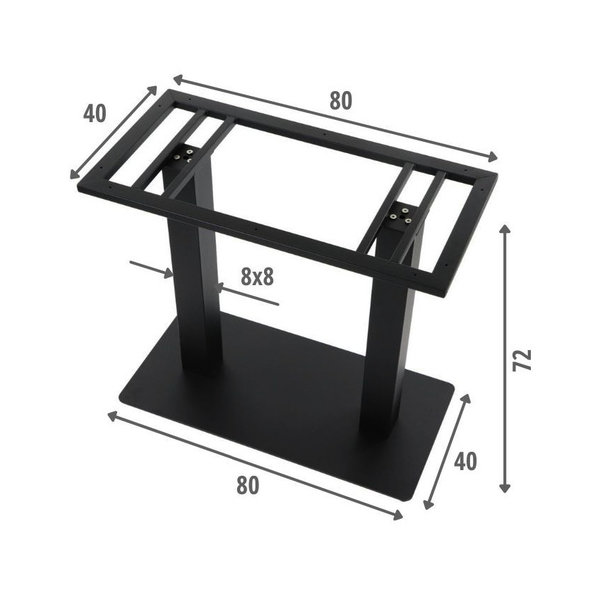 Tafelonderstel | FORMA | Metaal | Zwart | 800x400x720(h)mm