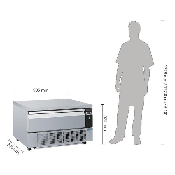Koelwerkbank | U-Serie | 78L | 1 Lade (2x1/1 GN) | +17°C/-20°C | 0.24kW | 905x700x605mm