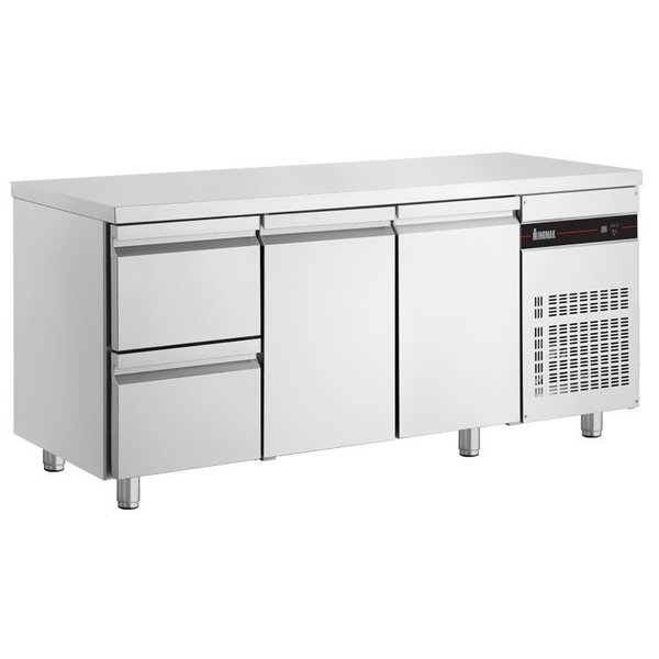 Koelwerkbank | 420L | 2 Deuren  (1/1 GN) + 2 Laden | 0°C/+10°C  | Geforceerd | 0.09kW | 1790x700x875/935(h)mm