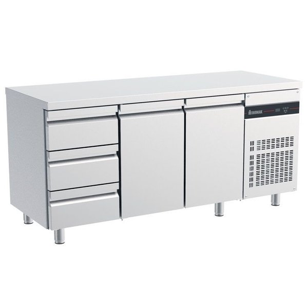Koelwerkbank | 420L | 2 Deuren  (1/1 GN) + 3 Laden | 0°C/+10°C  | Geforceerd | 0.09kW | 1790x700x875/935(h)mm