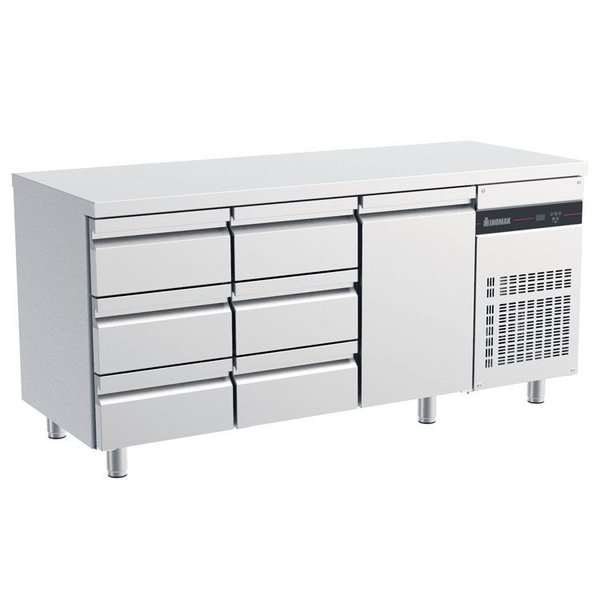 Koelwerkbank | 420L | 1 Deur (1/1 GN) + 6 Laden | 0°C/+10°C  | Geforceerd | 0.09kW | 1790x700x875/935(h)mm