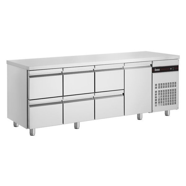 Koelwerkbank | 571L | 1 Deur (1/1 GN) + 6 Laden | 0°C/+10°C  | Geforceerd | 0.11kW | 2240x700x875/935(h)mm