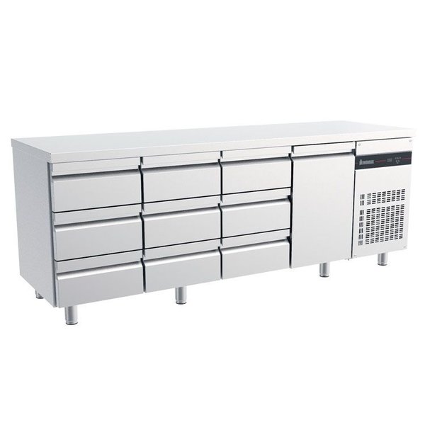 Koelwerkbank | 571L | 1 Deur (1/1 GN) + 9 Laden | 0°C/+10°C  | Geforceerd | 0.11kW | 2240x700x875/935(h)mm