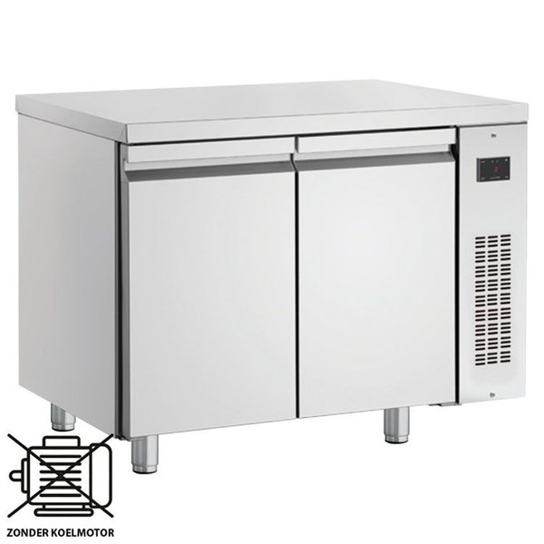 Koelwerkbank | 270L | 2 Deuren (1/1 GN) | 0°C/+10°C  | Voor Externe Koelunit | 1105x700x875/935(h)mm