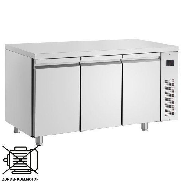 Koelwerkbank | 420L | 3 Deuren (1/1 GN) | 0°C/+10°C  | Voor Externe Koelunit | 1545x700x875/935(h)mm