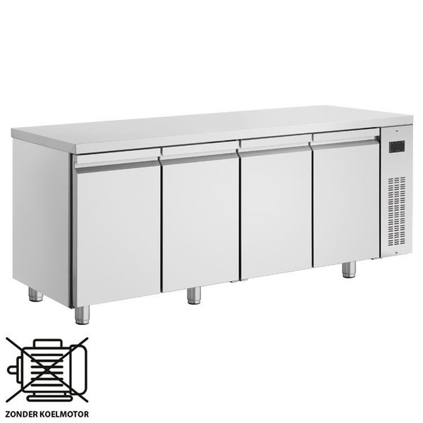 Koelwerkbank | 571L | 4 Deuren (1/1 GN) | 0°C/+10°C  | Voor Externe Koelunit | 1995x700x875/935(h)mm