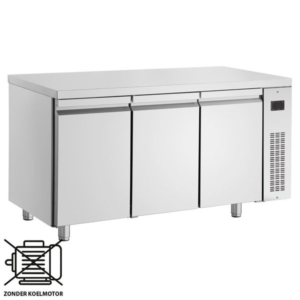 Koelwerkbank | 350L | 3 Deuren | 0°C/+10°C  | Voor Externe Koelunit | 1545x600x875/935(h)mm