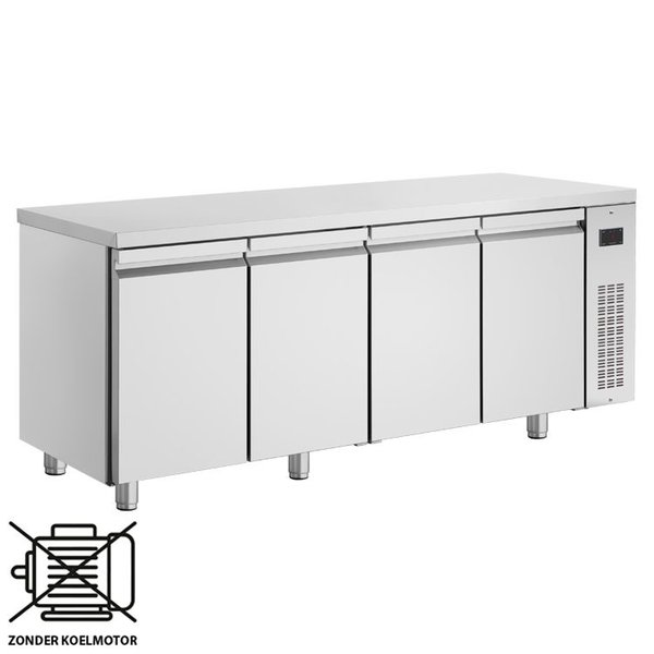 Koelwerkbank | 475L | 4 Deuren | 0°C/+10°C  | Voor Externe Koelunit | 1995x600x875/935(h)mm