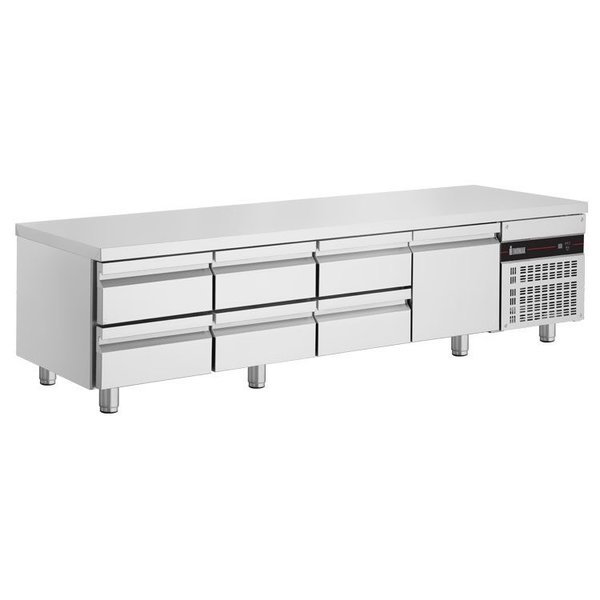 Koelwerkbank | 332L | 1 Deur (1/1 GN) + 6 Laden | 0°C/+10°C  | Geforceerd | 0.1kW | 2240x700x645/705(h)mm