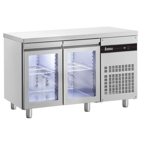Koelwerkbank | 270L | 2 Glasdeuren (1/1 GN) | 0°C/+10°C  | Geforceerd | 1345x700x875/935(h)mm