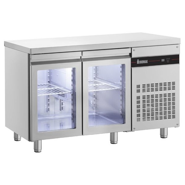 Koelwerkbank | 224L | 2 Glasdeuren | 0°C/+10°C  | Geforceerd | 1345x600x875/935(h)mm
