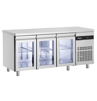 Inomak Koelwerkbank | 350L | 3 Glasdeuren | 0°C/+10°C | Geforceerd | 1790x600x875/935(h)mm