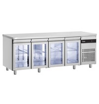 Inomak Koelwerkbank | 475L | 4 Glasdeuren | 0°C/+10°C | Geforceerd | 2240x600x875/935(h)mm