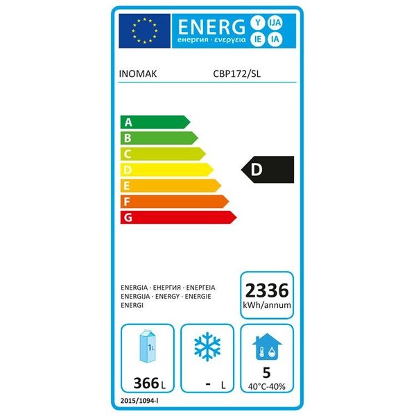 Vrieskast | 560L | RVS | -10°C/-22°C | Geforceerd | 0.27kW | 720x768x2100-2160(h)mm