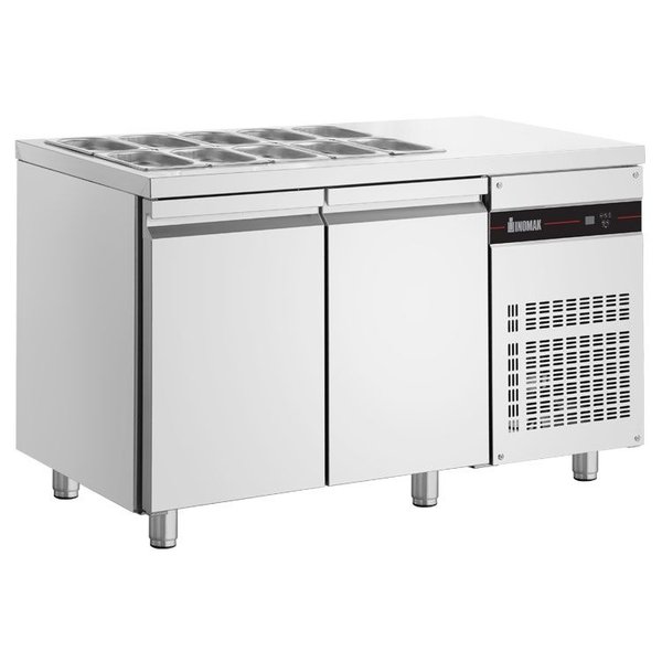 Saladette | 270L | RVS | 2 Deuren (1/1 GN) | Boven 10x 1/4 GN | +3°C/+10°C | Geforceerd | 1360x700x875-935(h)mm