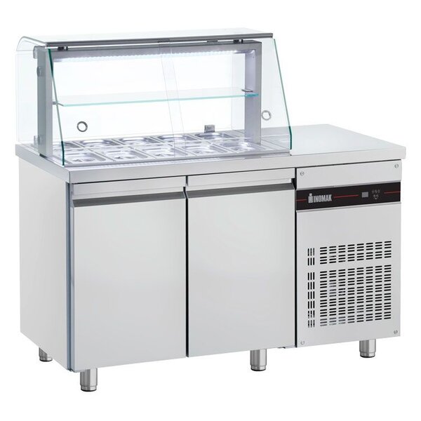 Saladette | 270L | RVS | 3 Deuren (1/1 GN) | Boven 10x 1/4 GN | +3°C/+10°C | Geforceerd | 1360x700x1315-1375(h)mm