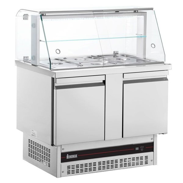 Saladette | 245L | RVS | 2 Deuren (1/1 GN) | Boven 3x 1/1 GN | +3°C/+10°C | Geforceerd | 1080x700x1300-1315(h)mm