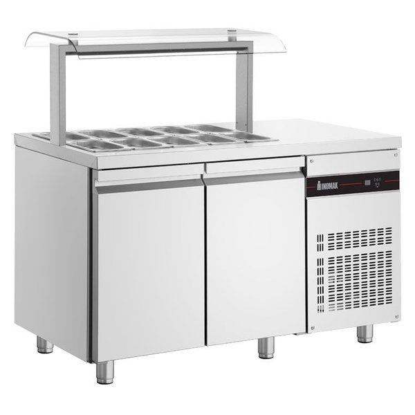 Saladette | 270L | RVS | 2 Deuren (1/1 GN) | Boven 10x 1/4 GN | +3°C/+10°C | Geforceerd | 1360x700x1315-1375(h)mm