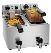 Bartscher Friteuse | SNACK II PLUS | Elektrisch | 4+4L | 50°C/190°C | 4kW (2x 230V) | Aftapkranen | 400x530x340(h)mm