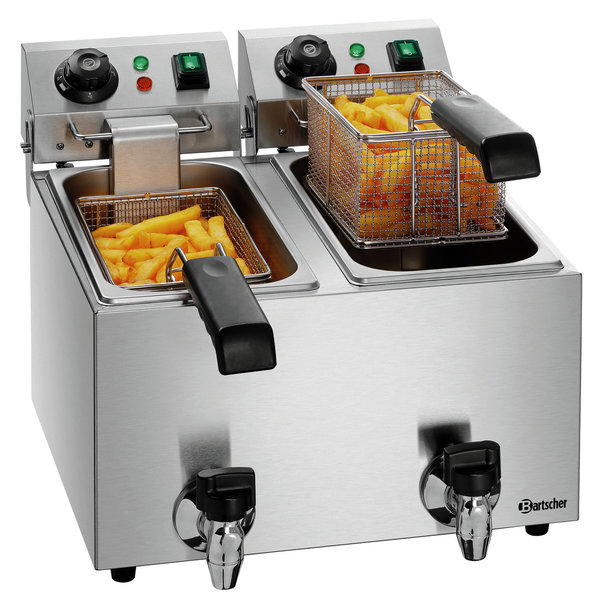 Friteuse | SNACK II PLUS | Elektrisch | 4+4L | 50°C/190°C | 4kW (2x 230V) | Aftapkranen | 400x530x340(h)mm