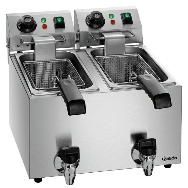 Friteuse | SNACK II PLUS | Elektrisch | 4+4L | 50°C/190°C | 4kW (2x 230V) | Aftapkranen | 400x530x340(h)mm