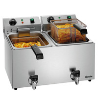 Bartscher Friteuse | SNACK IV PLUS | Elektrisch | 9+9L | 50°C/190°C | 6.6kW (2x 230V) | Aftapkranen | 575x530x385(h)mm 
