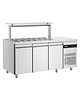 Inomak Saladette | 421L | RVS | 3 Deuren (1/1 GN) | Boven 14x 1/4 GN | +3°C/+10°C | Geforceerd | 1810x700x1315-1375(h)mm 