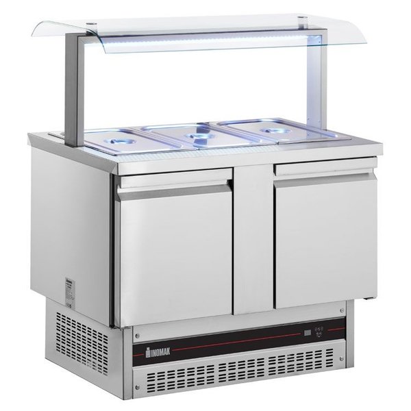 Saladette | 245L | RVS | 2 Deuren (1/1 GN) | Boven 3x 1/1 GN | +3°C/+10°C | Geforceerd | 1080x700x1300-1315(h)mm