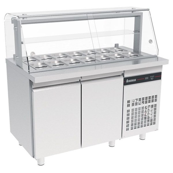 Saladette | 270L | RVS | 2 Deuren (1/1 GN) | Boven 14x 1/4 GN | +3°C/+10°C | Geforceerd  | 1360x800x1315-1375(h)mm