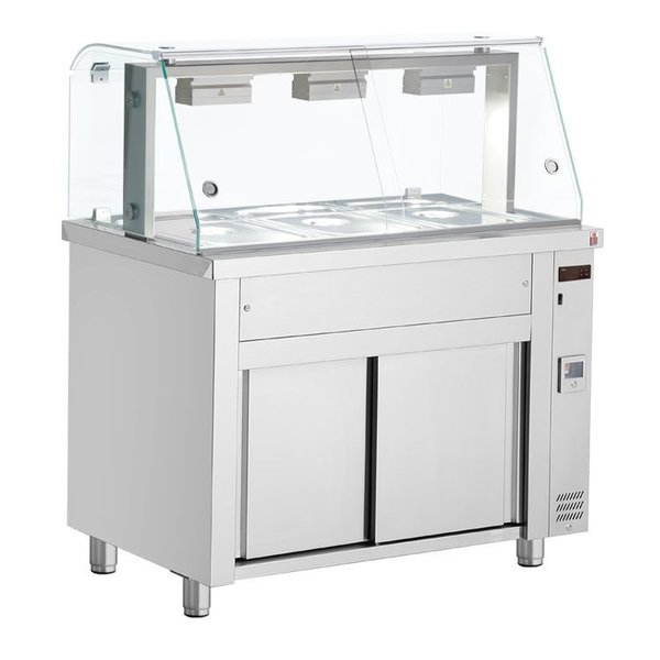 Bain-Marie | Elektrisch | Neutrale Onderkast | Ingebouwde Wateraansluitingen | 3x 1/1 GN | 2.4kW | 1105x700x1315-1375(h)mm