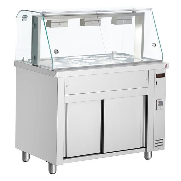 Bain-Marie | Elektrisch | Neutrale Onderkast | Ingebouwde Wateraansluitingen | 4x 1/1 GN | 2.5kW | 1410x700x1315-1375(h)mm