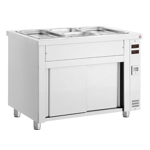 Bain-Marie | Elektrisch | Verwarmde Onderkast | Ingebouwde Wateraansluitingen | 3x 1/1 GN | 3.8kW | 1105x700x875-935(h)mm